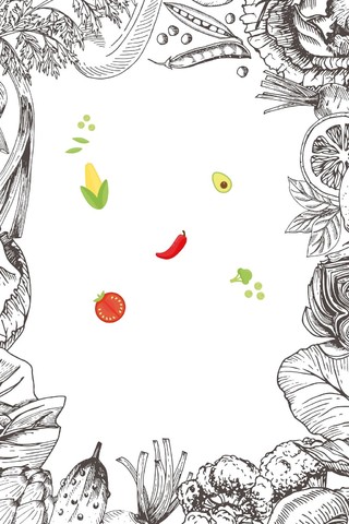 边框灰白线条水果蔬菜纹理清新超市宣传促销海报背景